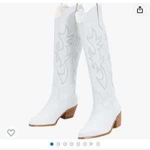 Woman’s white cowgirl boots